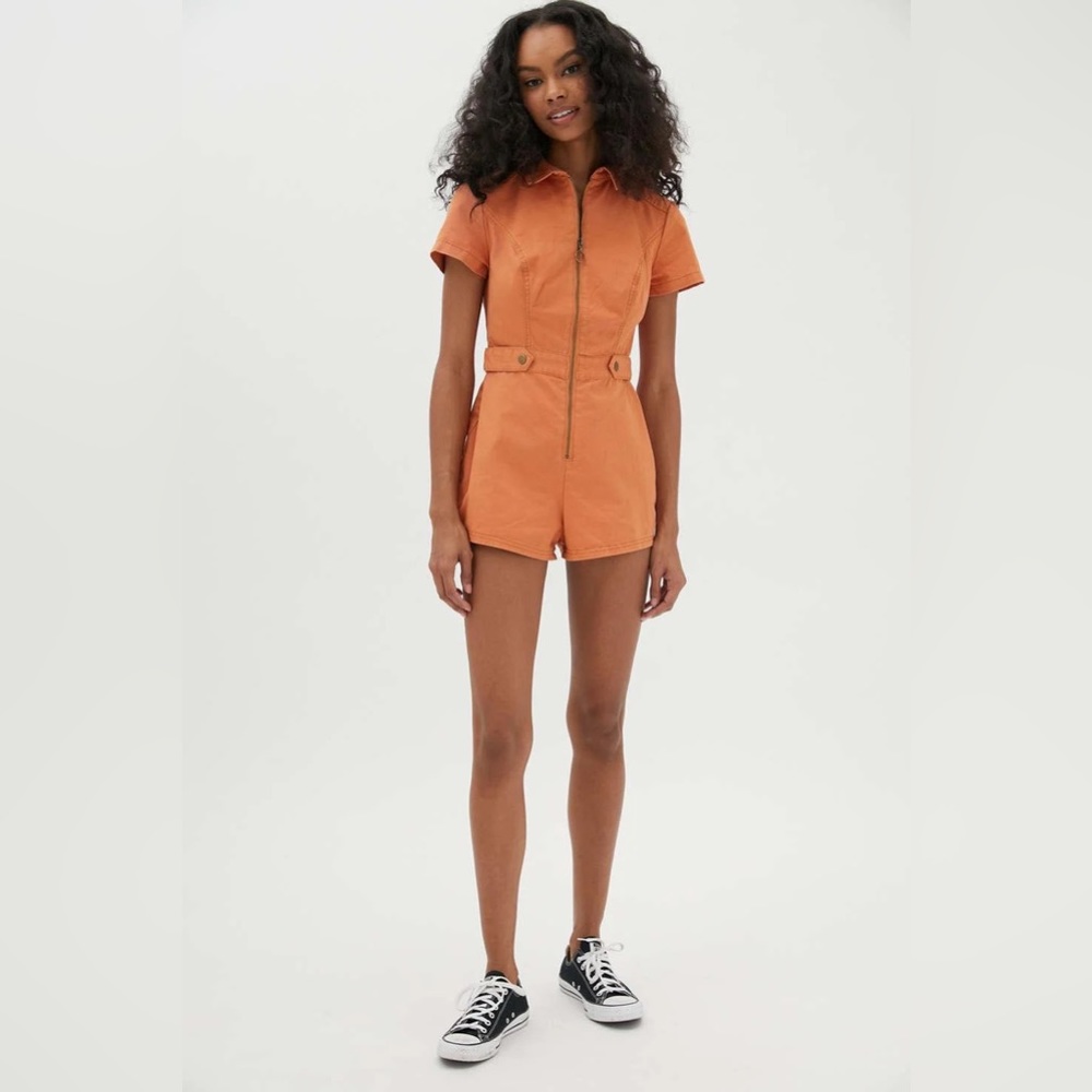 COPY - Urban Outfitters Orange Tyson Twill Utility Romper / Jumpsuit / Playsuit